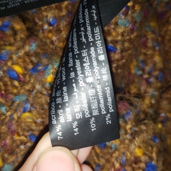 Zara women' Knit Women's Chunky Sweater Long Sleeve V-Neck Brown Speckled Size S - Picture 8 of 12